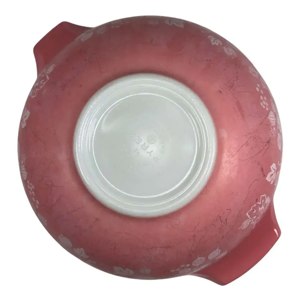 PYREX #444 Pink Gooseberry Cinderella 4 Quart Glass Nesting Mixing Bowl MCM